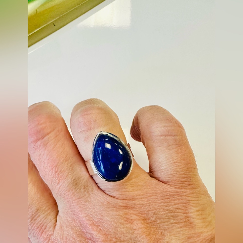 Beautiful Statement Ring 925 Sterling Silver Blue… - image 5